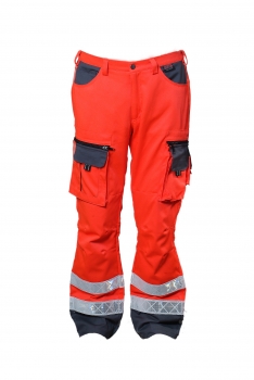 Jeanshose leuchtrot/grau Notice&Call "Perfect Fit", Stretchhose, Rettungsdiensthose mit Stretch, Rettungsdiensthose,