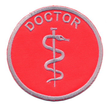 Embleme leuchtrot/silber, Emblem mit Klett, gesticktes Emblem, Emblem zum aufnähen,