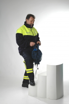 Preview: Fleece-Windsafe dunkelblau/neongelb, , winddichte Fleecejacke, Outdoor-Jacke, Windbreaker,