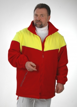 Fleece-Windsafe dunkelrot/neongelb, winddichte Fleecejacke, Outdoor-Jacke, Windbreaker,