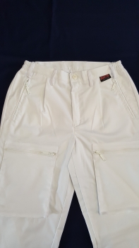 Preview: Stretch-Fly weiss Art. 8164, weiße Hose mit praktischen Taschen, Reißverschlusstaschen an den Oberschenkeln,