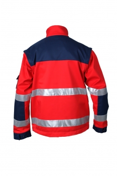 Preview: Softshell-Jacke dunkelrot/blau, Wetterschutzjacke, Softshelljacke mit abnehmbaren Armen, Softshell-Weste, Softshell mit Reflexstreifen,