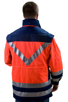 Preview: Blousonjacke St. Piere Art. 8886/Piere, Rettungsdienst-Jacke blau/leuchtrot, Jacke mit silbernen Reflexstreifen