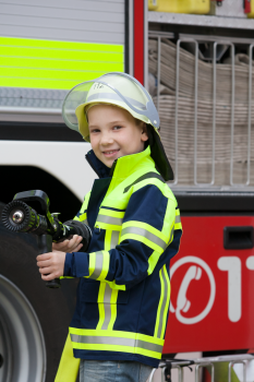 Preview: Fire-Kids-Jacke blau/gelb Art. 9475/KG, Jacke mit GSG-Streifen, Feuerwehrnachwuchs, Feuerwehrjacke für Kids, Jugendfeuerwehr,