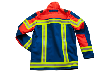 Preview: Fire-Kids-Jacke flou. blau/leuchtrot Art. 8275, Kinderjacke mit Reflexstreifen,