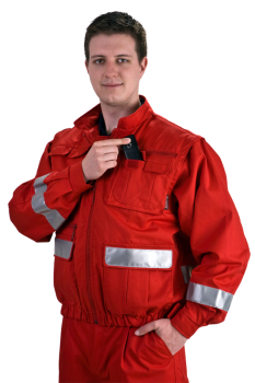 Preview: Universalblouson dunkelrot Art. 9585 (benäht), Ärmelbody mit Reflexstreifen, Aktionsartikel, Westen mit silbernen Streifen