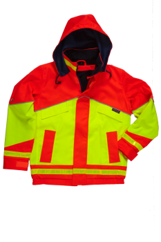 Kinder-Warnschutzjacke neongelb/leuchtrot Art. 9385