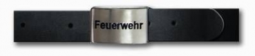 Koppelgürtel "Feuerwehr" schwarz, Gürtel schwarz, Gürtel mit Pin, Ledergürtel, Feuerwehr-Gürtel,