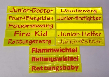 Rückenschilder gelb 30x5cm, Schilder in gelb/schwarz oder gelb/rot,