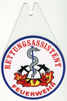 Preview: Autoplakette Feuerwehr + Zusatztext, Autoplakette mit Saugnapf, Autoplakette in Tropfenform, Saugnapfschild,
