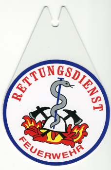 Preview: Autoplakette Feuerwehr + Zusatztext, Autoplakette mit Saugnapf, Autoplakette in Tropfenform, Saugnapfschild,