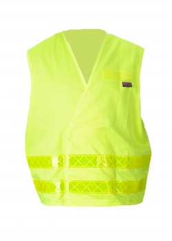 Kennzeichnungsweste neongelb, DRK-Weste, neongelbe Weste mit DRK-Logo, neongelbe Überwurfweste mit gelben Reflexstreifen,