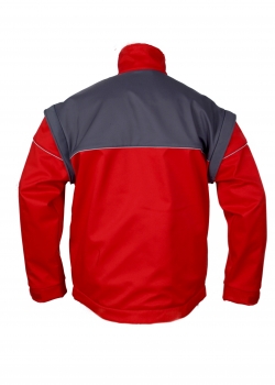 Preview: Softshell-Jacke dunkelrot/grau, Softshell-Weste, Softshell mit abnehmbaren Ärmeln, Wetterschutz, 2 in 1 Softshell,