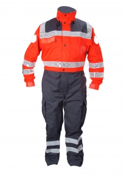 Preview: Overall leuchtrot/grau Art. 9206, DRK-Overall mit grauen Beinen, Aktionsartikel