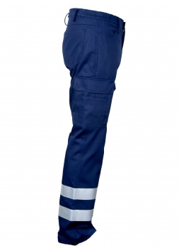 Preview: Jeanshose blau (Stretchmaterial) Art. 1092/S, Rettungsdiensthose blau, blaue Hose mit Reflexstreifen,