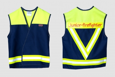 Junior-Fire-Fighter-Weste Art. 8430 blau/neongelb, Kinderfeuerwehr, Fire-Kids, Nachwuchsfeuerwehr,