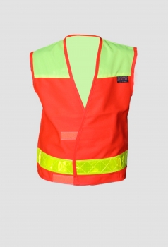 Preview: Junior-Retter-Weste Art. 8410 leuchtrot/neongelb, Weste für Kinder, Schulweg-Weste, Warnweste für Kinder,