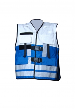 Kennzeichnungsweste TAUCHEINSATZFÜHRER, Weste für Wasserwacht, Taucheinsatzführer-Weste, Weste weiß/blau,