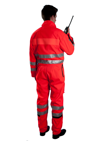 Fliegerkombi leuchtrot Art. 1061/LR/EN/S, Kombi leuchtrot mit Reflexstreifen,