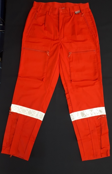 Einsatzhose "Fly" dunkelrot, Arbeitshose mit einem Reflexstreifen, Fliegerhose, Aktionsartikel, Fly-Hose, Reflexstreifen weiß, gelb oder silber,