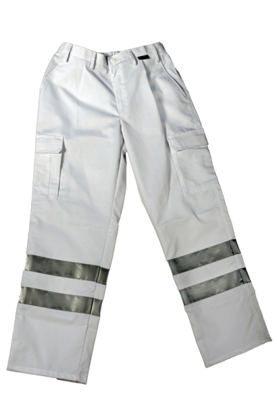 Einsatzhose weiß Art. 8191/S, Rettungsdiensthose, Notarzthose, Hose mit Reflexstreifen, weiße Hose,