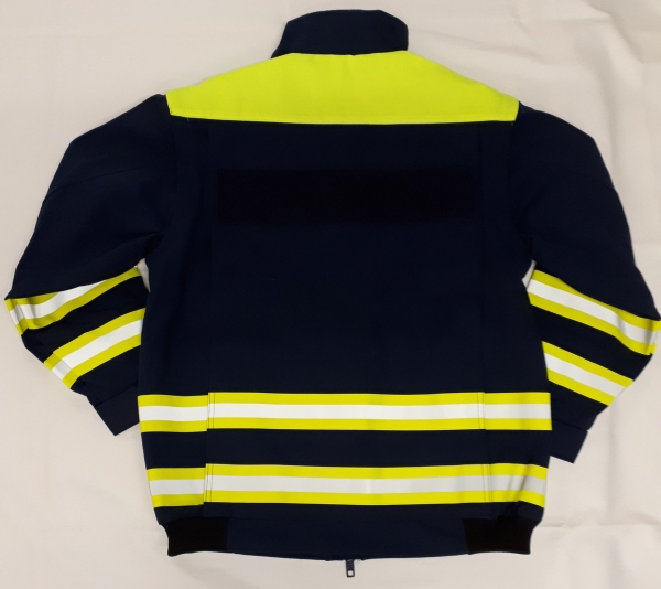 Fahrdienst-Blouson dunkelblau/neongelb, Blousonjacke mit Reflexstreifen, Jacke mit GSG-Streifen,