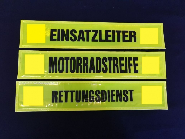 DRK-Rückenschilder gelb/schwarz s, Sonderpreisartikel, DRK-Schilder, gelbe Schilder mit schwarzer Schrift + rotem Kreuz, RK-Schilder,