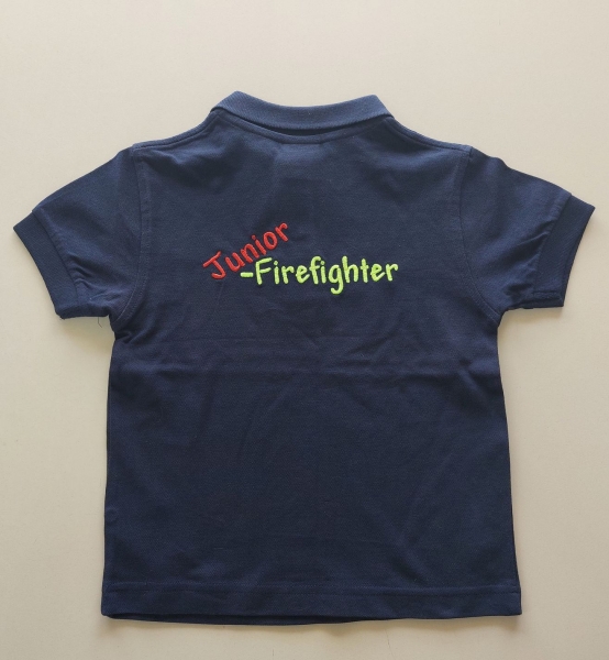 Kinder-Poloshirt blau FF, Jugendfeuerwehr, Retter von morgen, Poloshirt für Kinder, Bestickung, Fire-Fighter, Feuerwehrmann,