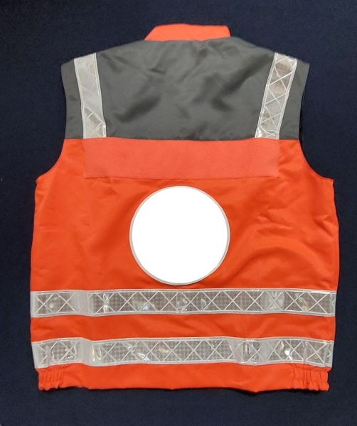 Einsatzweste leuchtrot/grau Art. 9252/GR/W, leuchtrote Weste mit weißen Streifen,