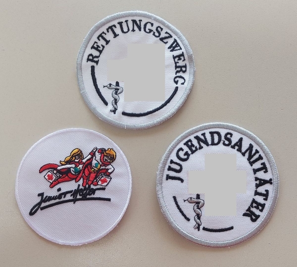 DRK-Embleme, gestickte Embleme, Nachwuchsembleme, Rettungzwerg, Jugendsanitäter-Emblem,