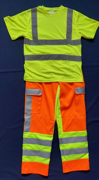 Hi-Vis T-Shirt Cordoba, oranges T-Shirt, T-Shirt mit Reflexsstreifen, neongelbes Shirt,