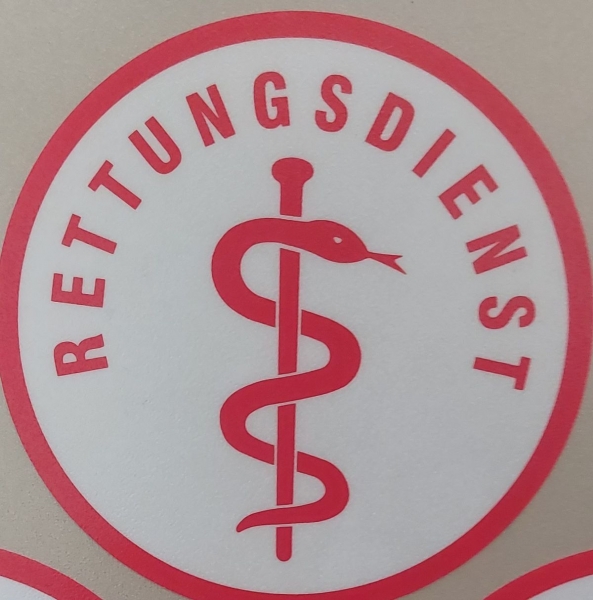 Aufkleber hinter Glas 2-farbig, Schnäppchen, Sonderpreis, RD-Aufkleber, Notfallsanitäter Aufkleber, Aufkleber für den Innenraum,