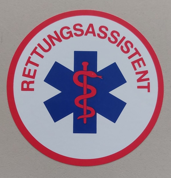 Aufkleber auf Glas 3-farbig, Star of Life Aufkleber, Aufkleber Rettungsassistent, Notfallsanitäter-Aufkleber, SoL-Aufkleber,