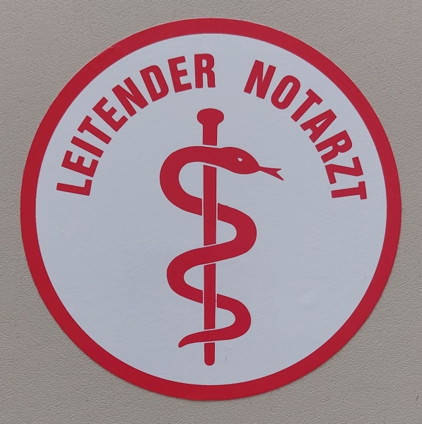 Aufkleber auf Glas 2-farbig, Aufkleber rot/weiß, Notarzt-Aufkleber, Rettungsdienst-Aufkleber, First Responder Aufkleber,