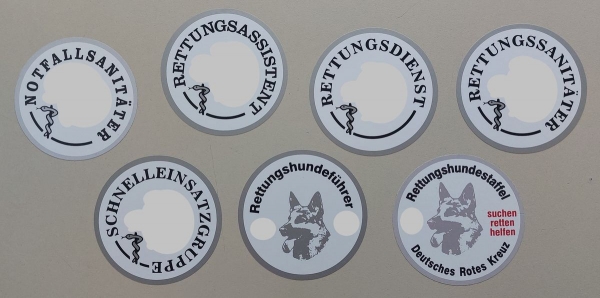 DRK-Aufkleber auf Glas, Aufkleber rund, RK-Aufkleber,