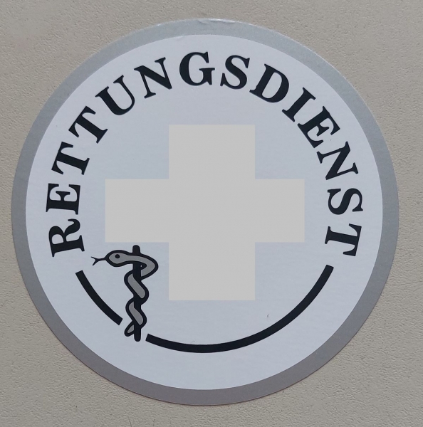 DRK-Aufkleber auf Glas, Aufkleber rund, RK-Aufkleber,