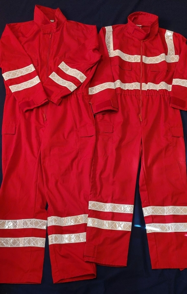 Overall mit Reflexstreifen, Einsatzoverall dunkelrot, Sonderpreisartikel, 1-teiliger Overall, Schnäppchen,