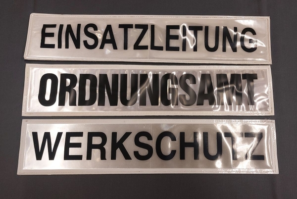 Rückenschilder weiss/schwarz, Rückenschild weiss mit schwarzer Schrift, Sonderpreisartikel, Rückenschilder in 42x8 cm,