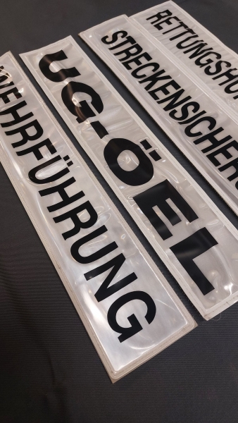 Rückenschilder weiss/schwarz, Rückenschild weiss mit schwarzer Schrift, Sonderpreisartikel, Rückenschilder in 42x8 cm,