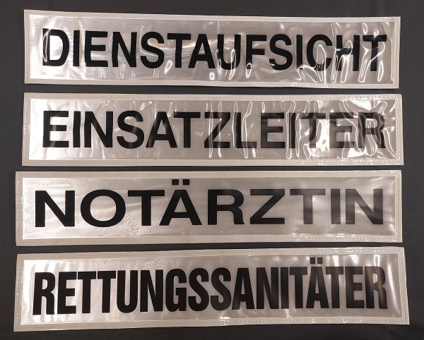 Rückenschilder weiss/schwarz, Rückenschild weiss mit schwarzer Schrift, Sonderpreisartikel, Rückenschilder in 42x8 cm,