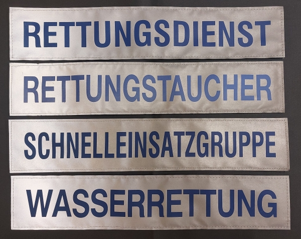 Rückenschild 3M/silber, Schrift blau, Sonderpreisartikel, silbernes Schild mit blauer Schrift, Rückenschild 42x8 cm,