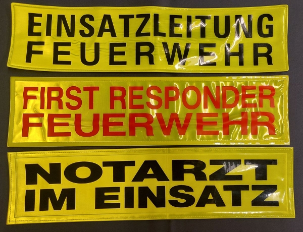 Rückenschild gelb 44x11cm, Sonderpreisartikel, Rückenschild gelb mit schwarzer Schrift, Schild in 44x11 cm, Schilder zum Sonderpreis,