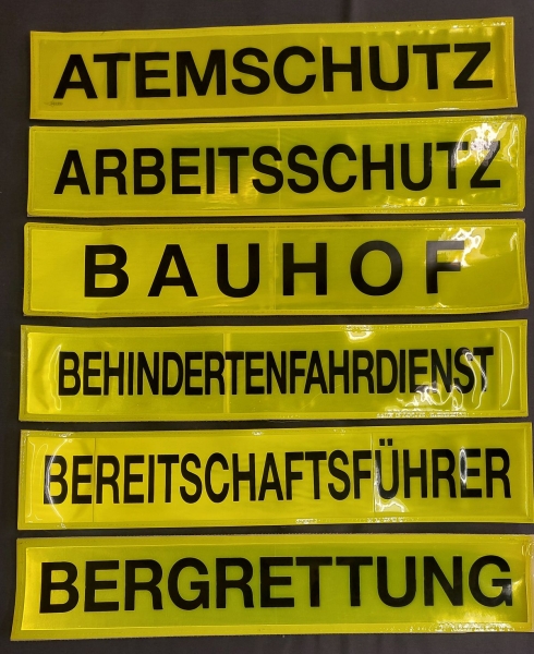 Rückenschild gelb/schwarz, Sonderpreisartikel, Rückenschilder gelb mit schwarzer Schrift,
