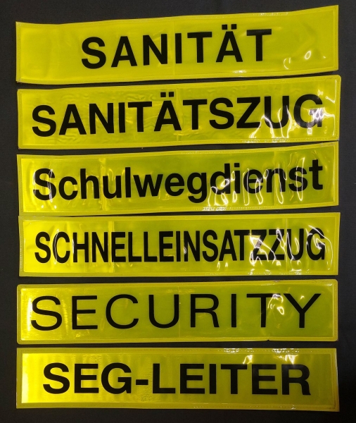Rückenschild gelb/schwarz, Sonderpreisartikel, Rückenschilder gelb mit schwarzer Schrift,