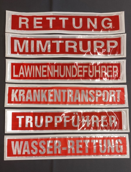 Rückenschild weiss/rot-negativ, Sonderpreisartikel, Rückenschild in 42x8 cm, weiss/rote Schilder,