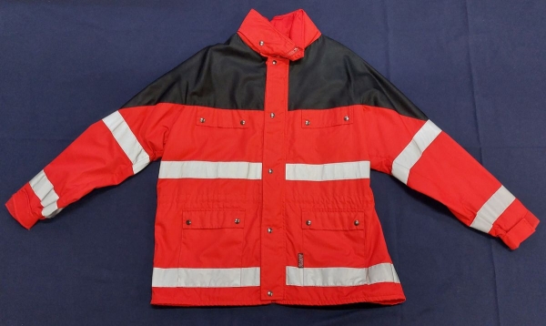 Einsatzanorak dunkelrot/blau, Sonderpreisartikel, dunkelrote Jacke mit Reflexstreifen, Jacke mit FESTEN Armen,