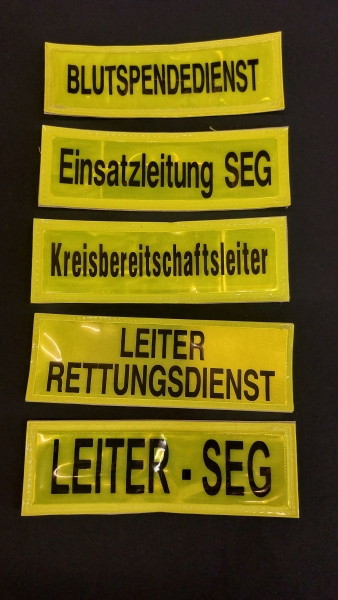 Brustschilder gelb, Sonderpreis, Reflexschild für die Brust, glänzende Brustschilder, Brustschild 15x5 cm, gelbes Reflexschild,