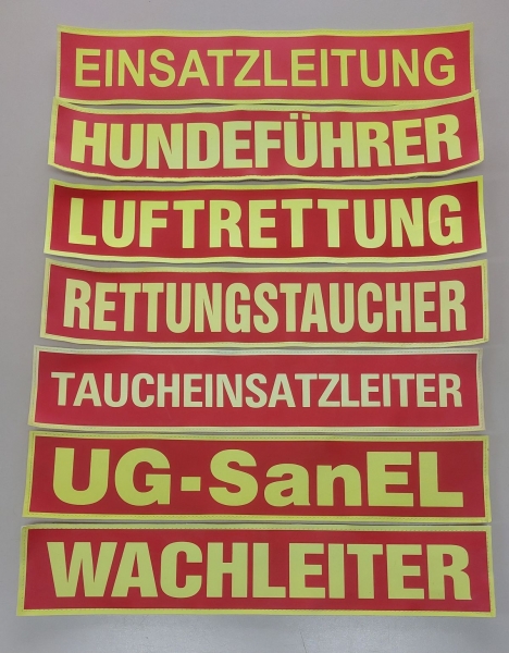 Rückenschild 3M/gelb, Sonderpreisartikel, Rückenschild DLRG-Ausführung, Rückenschild 42x8 cm,