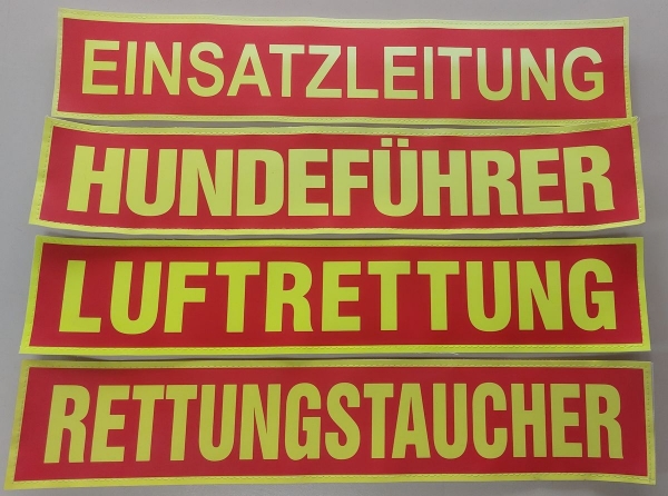 Rückenschild 3M/gelb, Sonderpreisartikel, Rückenschild DLRG-Ausführung, Rückenschild 42x8 cm,