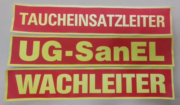Rückenschild 3M/gelb, Sonderpreisartikel, Rückenschild DLRG-Ausführung, Rückenschild 42x8 cm,